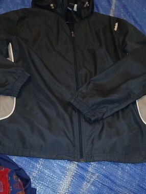 Reebok Black Hooded Mens Raincoat with Gray Trim Sz XL